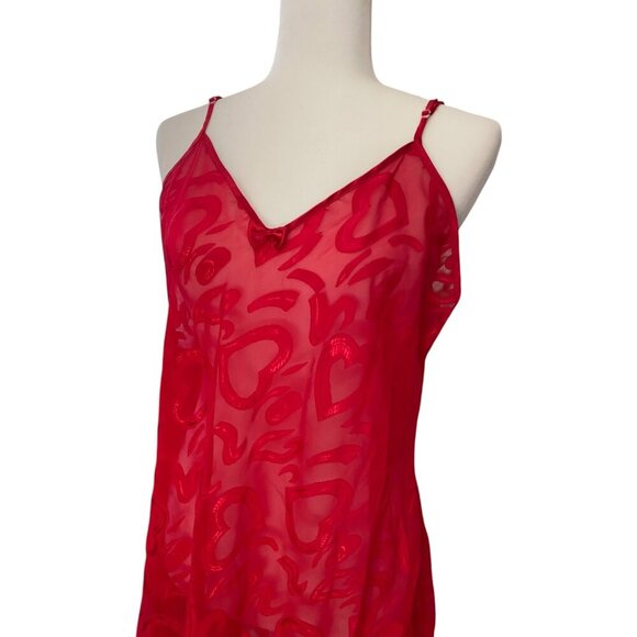 Vintage Y2K Frederick's of Hollywood Red Sheer Heart lingerie Nightwear Size 1X - Picture 4 of 4